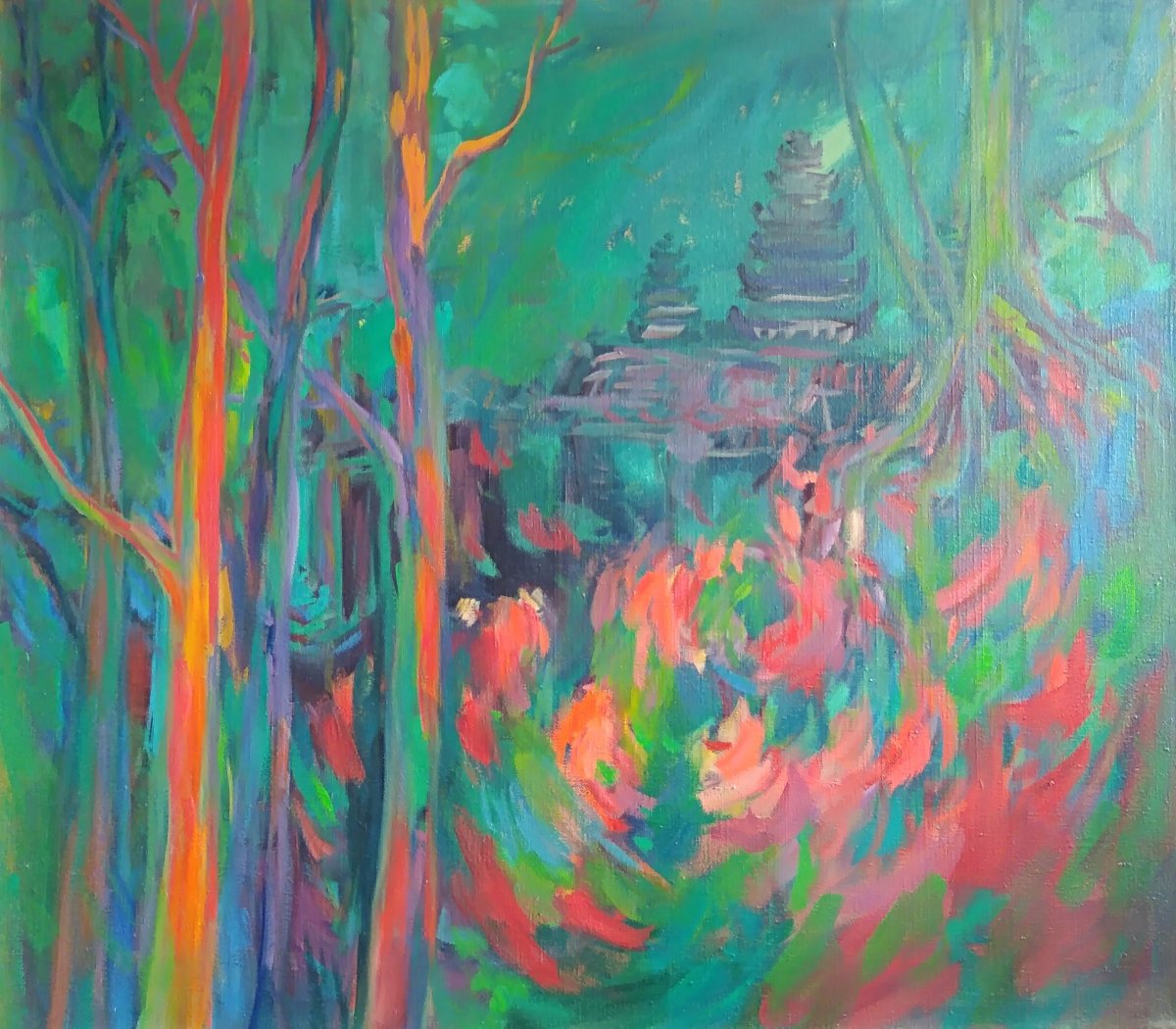 Sen o Angkor Vatu, olej na plátně, 110 × 95 cm, 2011 - dílo od Alice Waisserová