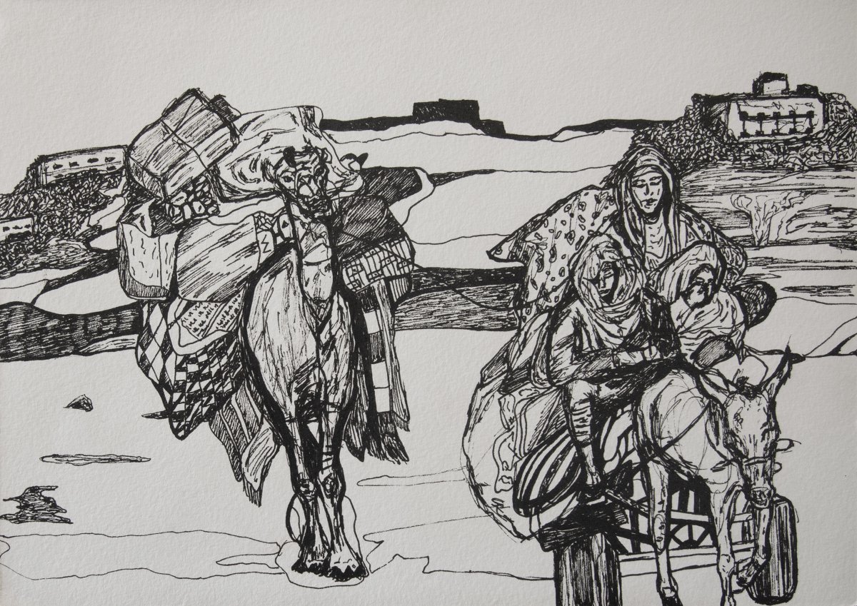 Esodo, inchiostro su carta, cm 30 x 40 – artwork by Alice Mascheroni