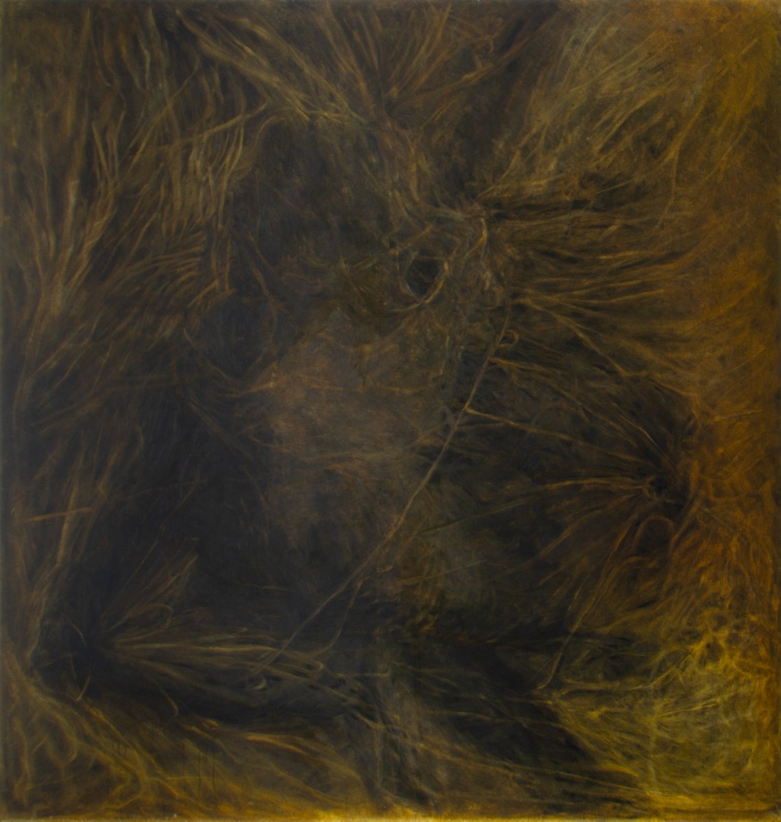 Odcisk na legowisku, olej na płotnie, 170 x 160cm, 2023 - artwork by Artur Wieczerzyński