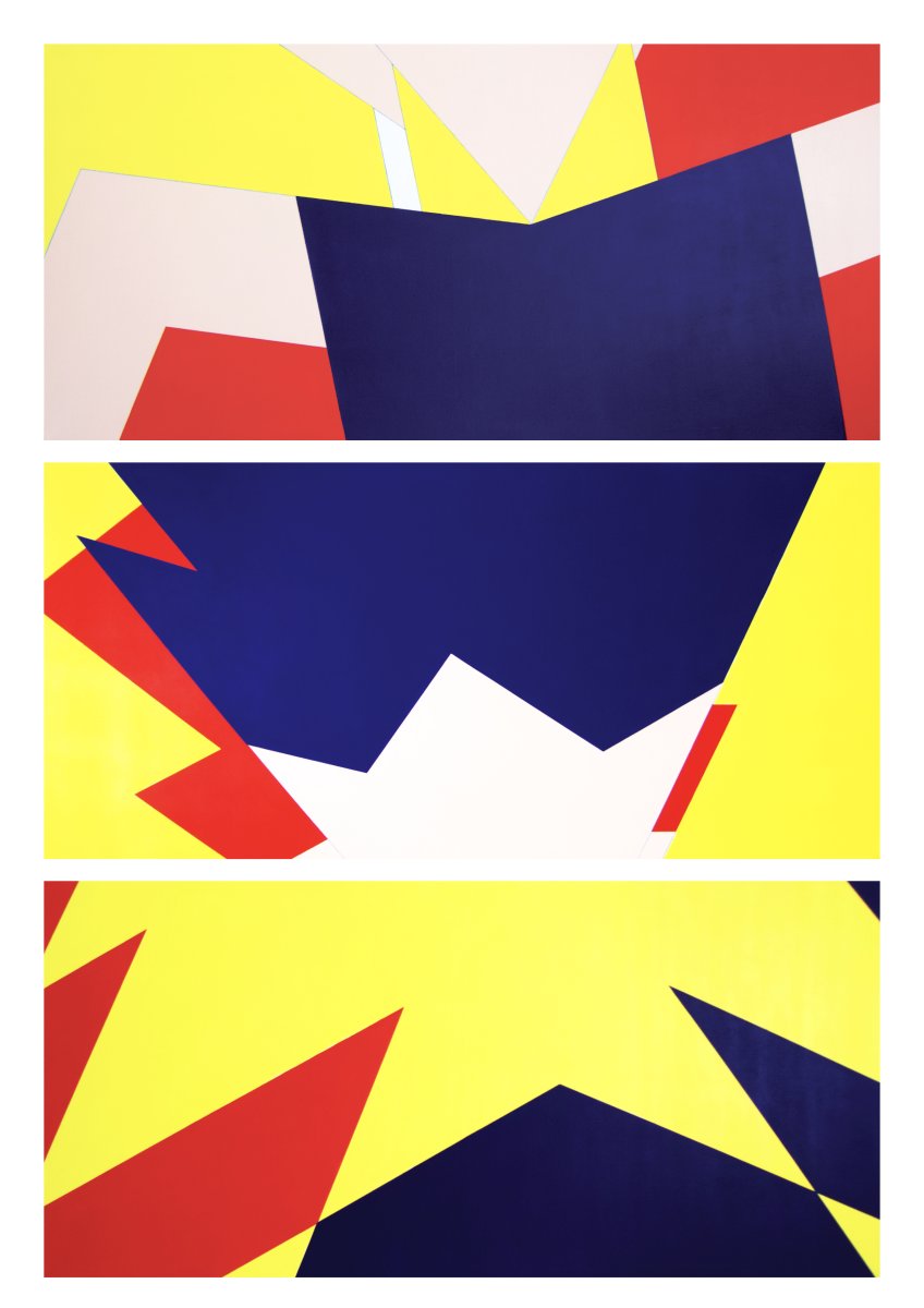 Zničení vůdci narušení, 3× 90×190 cm, 2024 - dílo od Birgitt Fischer