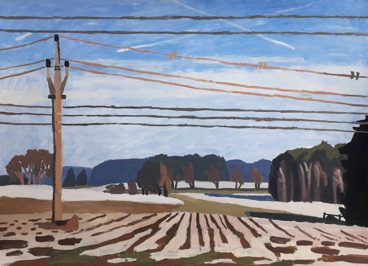 Po oblevě, tempera na papíře, 42 x 29,7 cm , 2024 - artwork by Jakub Dvořák