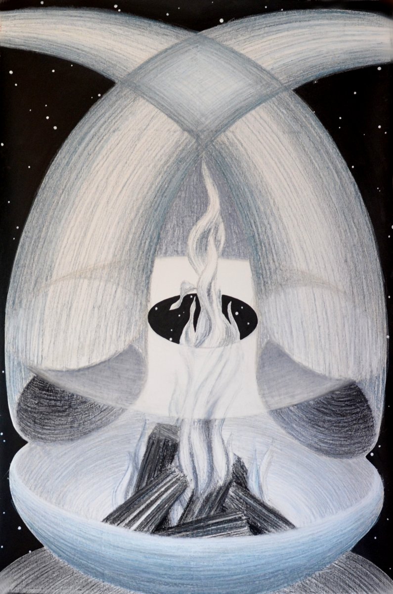 Doma, Suchý passtel na plátně, 106 x 70 cm, 2026 - dílo od Lenka Jirková Táborská