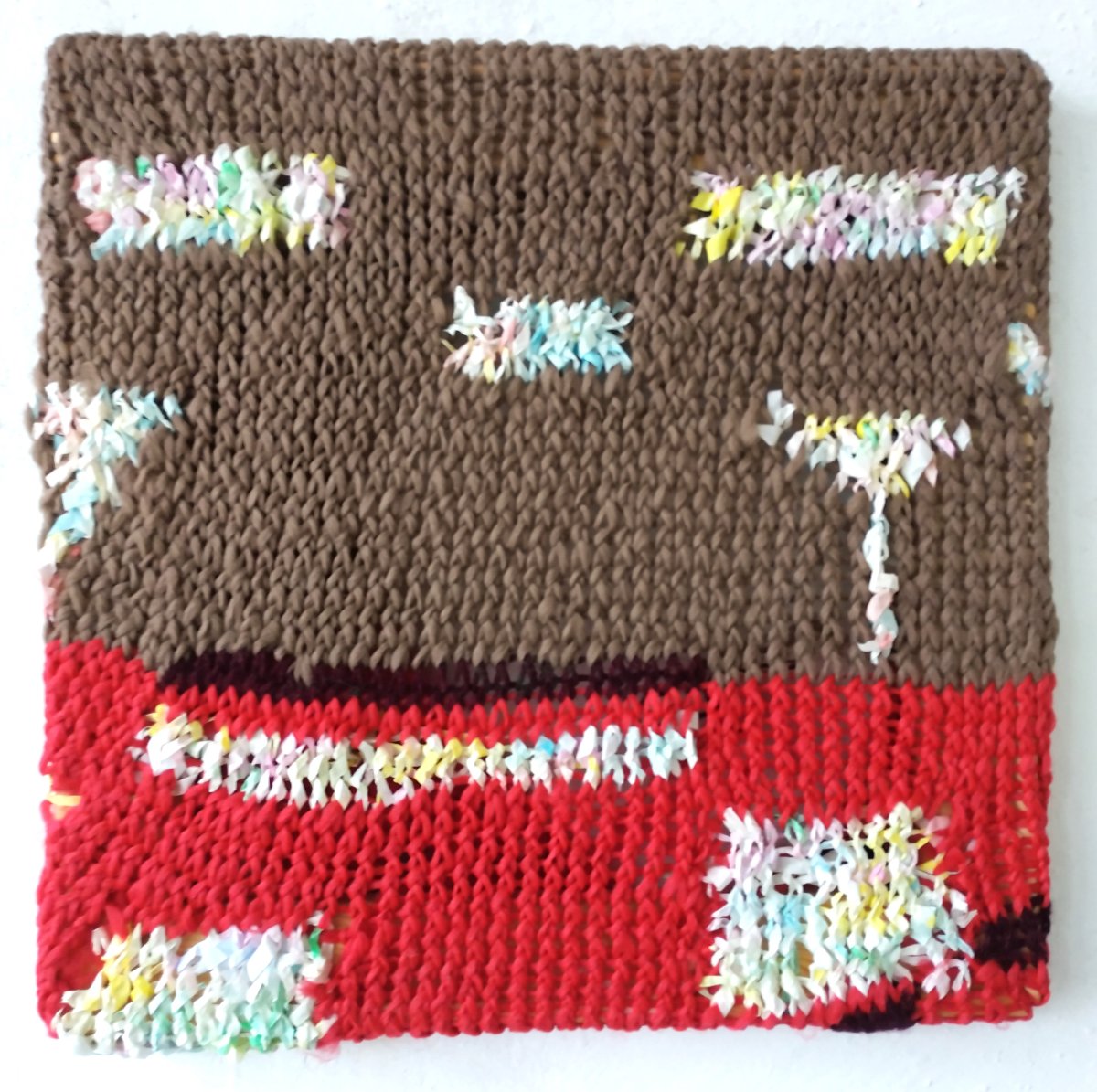 Pletené obrazy – spolu VIII, papírová kresba, vlna, 35×35 cm, 2025 - dílo od Markéta  Pohlová Vlčková