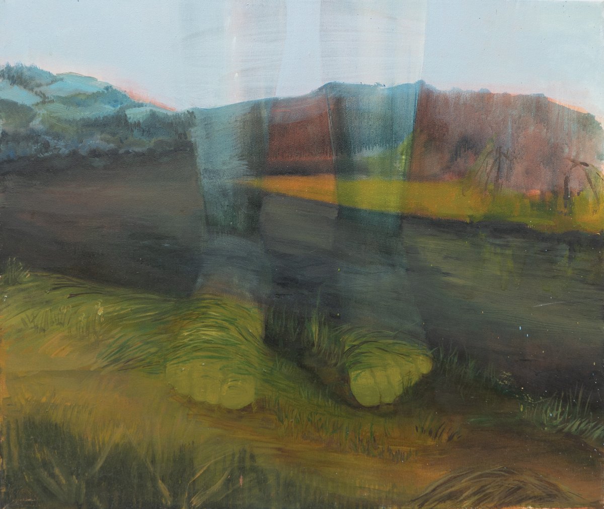 I stand and blend in, oil on canvas, 50x60 cm, 2021 - artwork by Hana Krupa