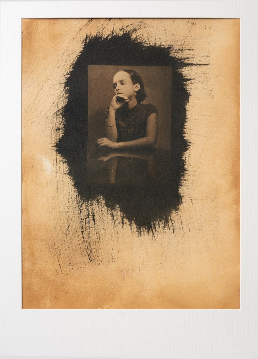 Anna / toned cyanotype + pastel - artwork by Klára Stojaníková