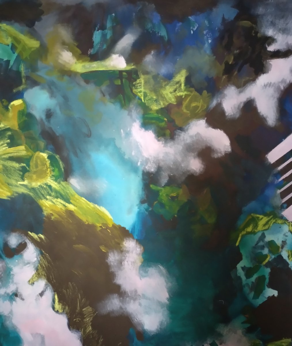 Vrstvy VIII, akryl, pastel, kvaš, 125×185 cm, 2025 - dílo od Markéta  Pohlová Vlčková