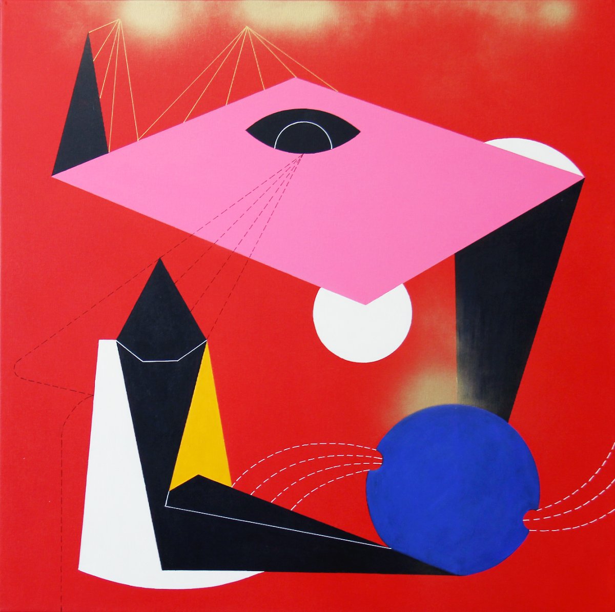 Architecture of Eternity II, acrylic, golden spray on canvas, 75 × 75 cm, 2025 - artwork by Katarina Balunova