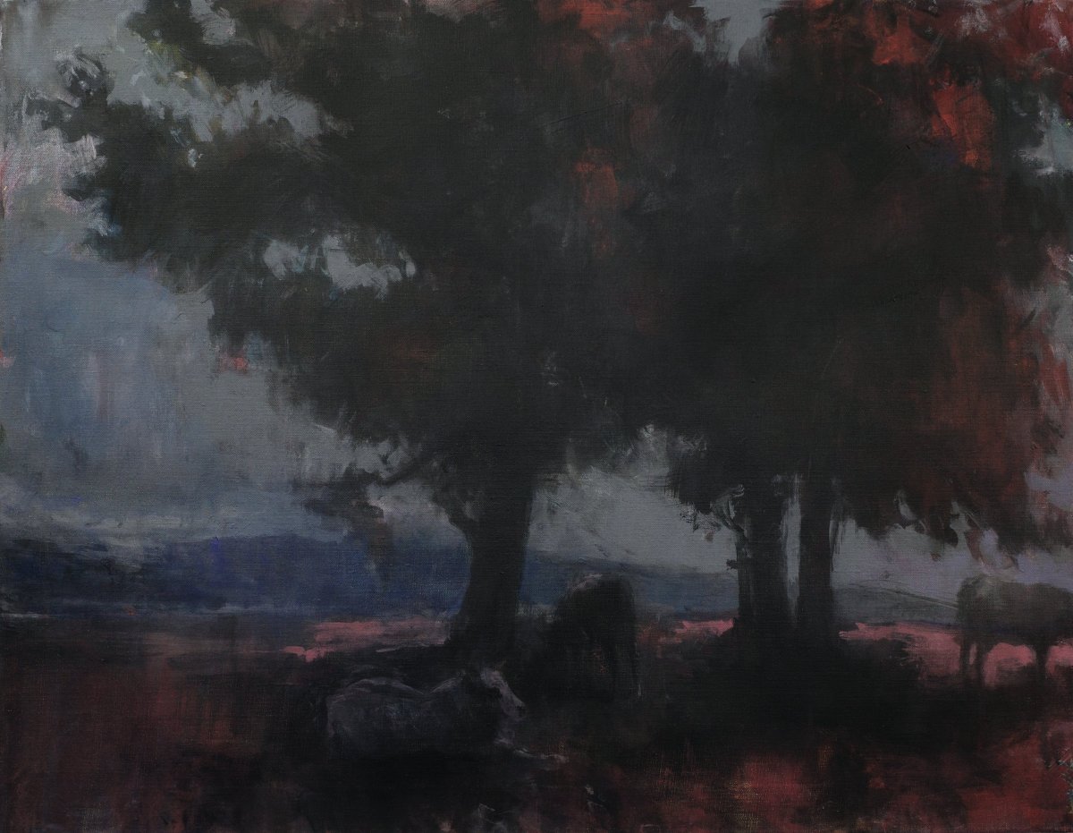 Odpočinek u jezera, akryl na plátně, 70×90 cm, 2023 - dílo od Karel Řepa