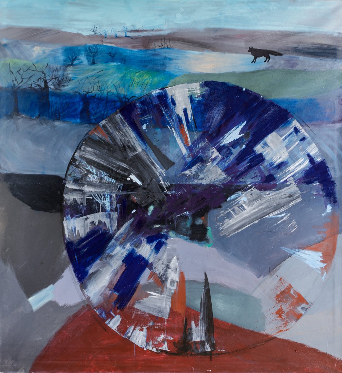 Fokusy,  170 x155 cm, akryl a a olej na plátně, 2021 - artwork by Lenka Kamínková