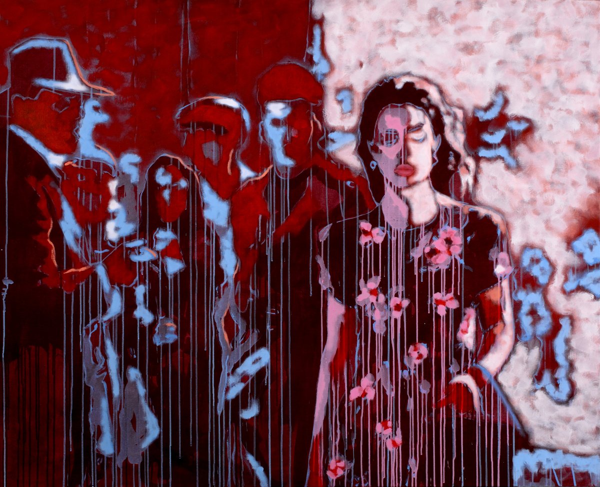 Malena, akryl na plátně, 130 × 160 cm, 2026 - artwork by Simona Ticháčková