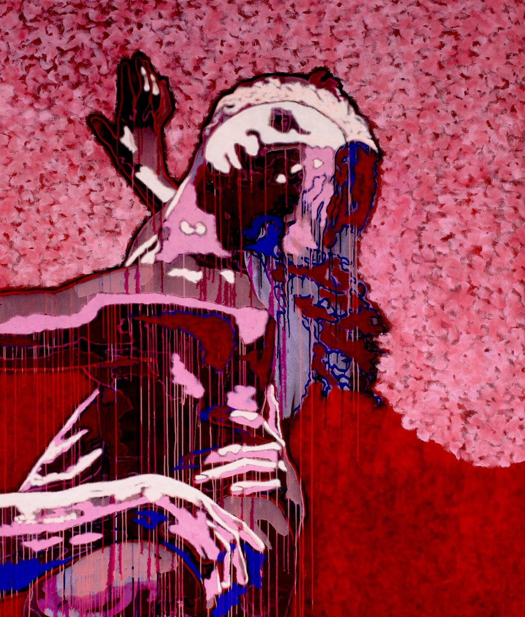 Persefonina tvář, akryl na plátně, 220 × 190 cm, 2025 - artwork by Simona Ticháčková