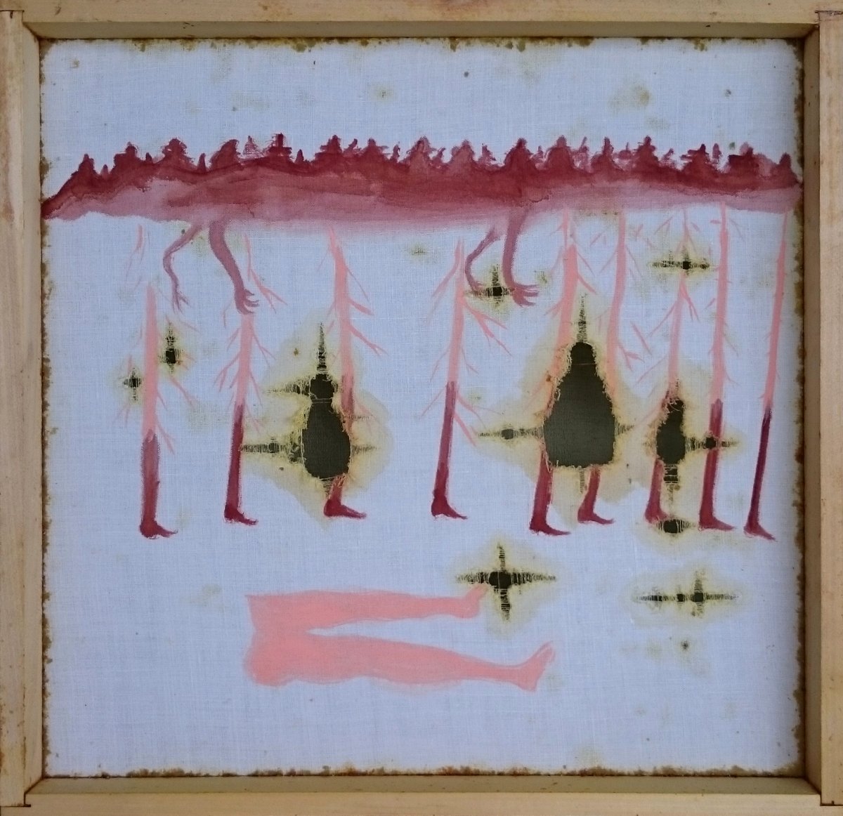 Wood Beings honeybees interaction / acrylic on canvas, ca 39×40 cm, 2016 - artwork by Jan Karpíšek