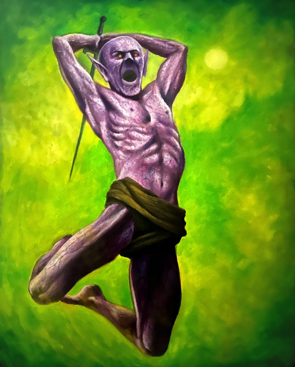 Bez názvu, olej na sololitu, 50x40 cm, 2026 - dílo od Michaela Hromadová