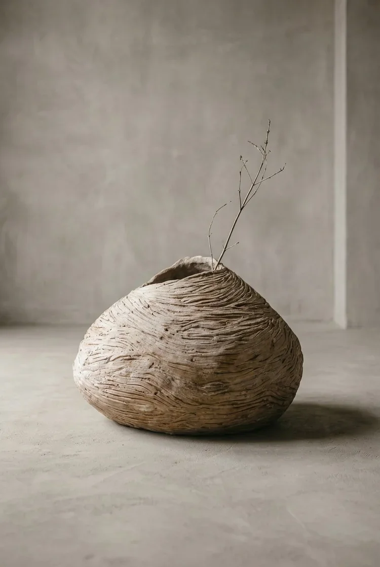 Whirlpool vase/object, 70 x 50 cm, limited edition of 7, Roman cement, 2023 - artwork by Jana Omelková