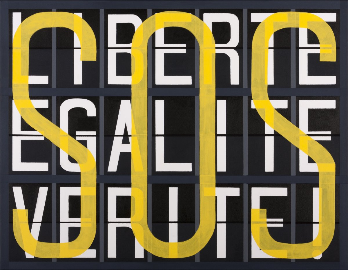 SOS Liberté, Égalité,Vérité! 2020, Acryl on Canvas - artwork by Andy Wallenta