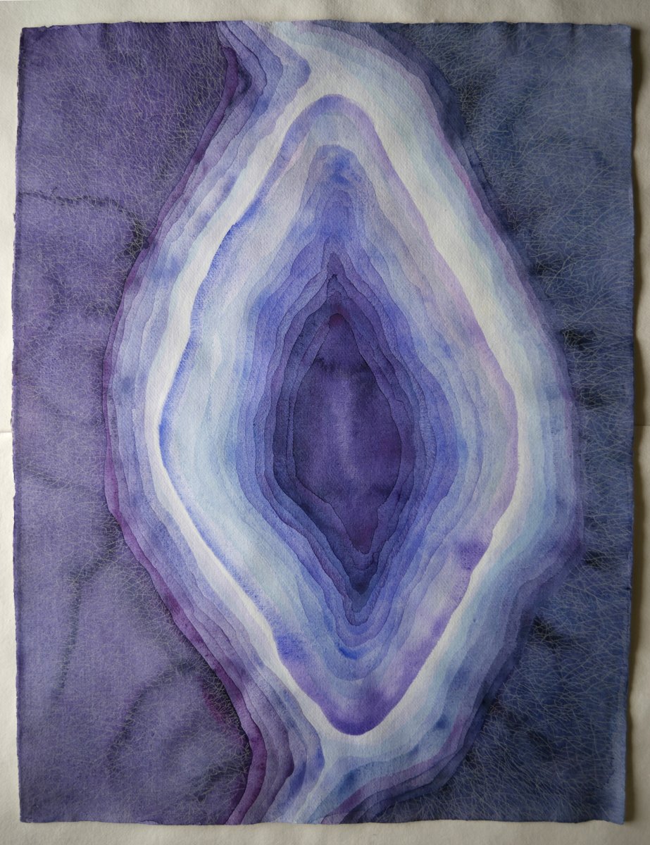 Orchidej lůno, 70 x 50 cm, akvarel a pastelka na ručním papíře, 2025 - artwork by Pavla Gajdošíková