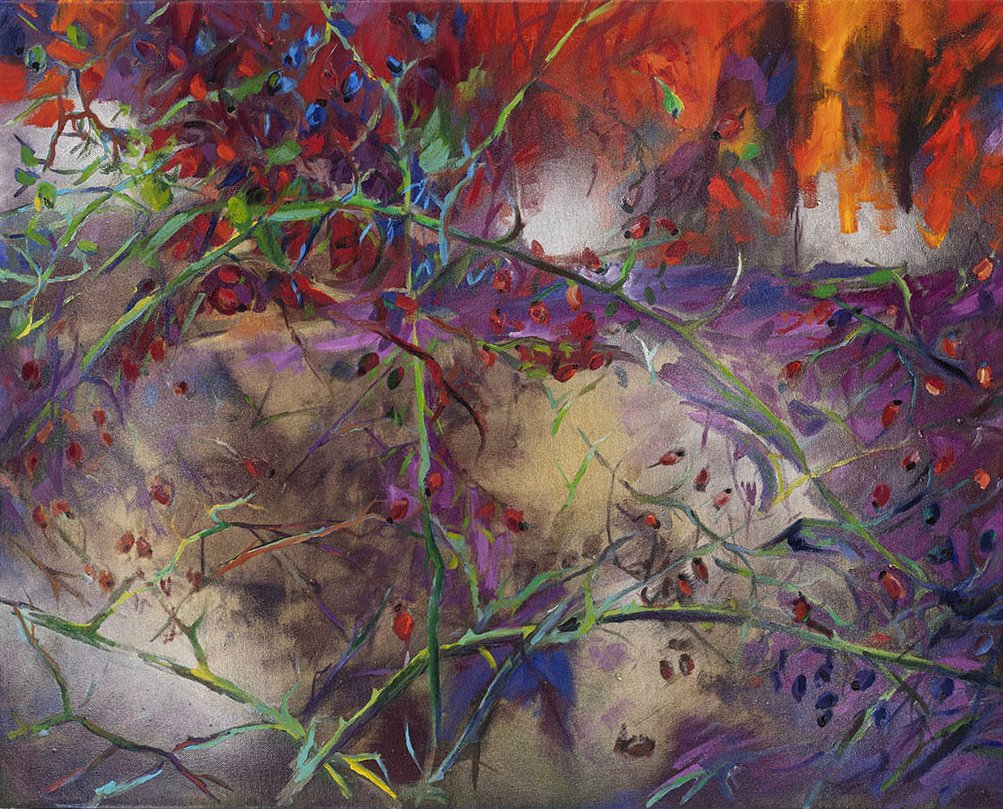Rosehip, 60 x 75 cm, oil on canvas, 2023 - artwork by Barbora Chlastáková
