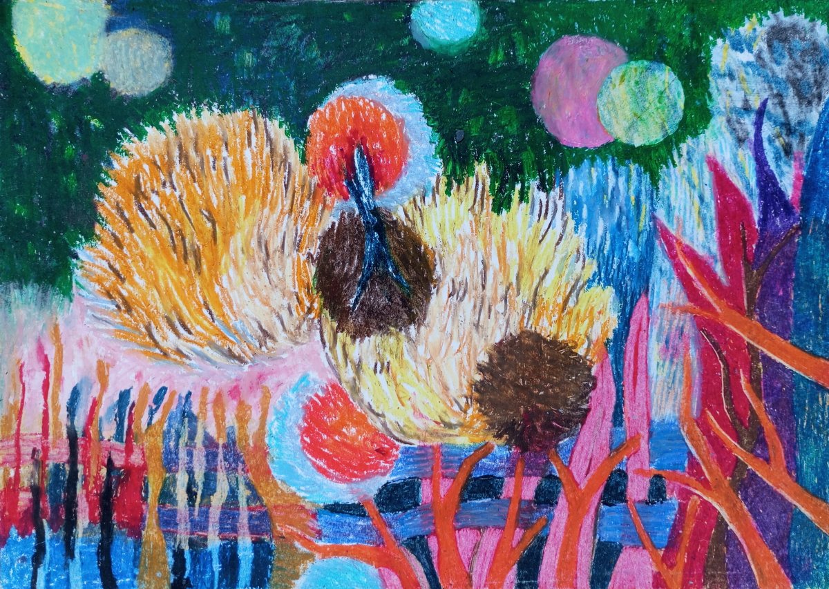 Bez názvu, 2018, ze série Color me blind, olejový pastel na papíře, 15 x 21 cm - dílo od Helena Blaško