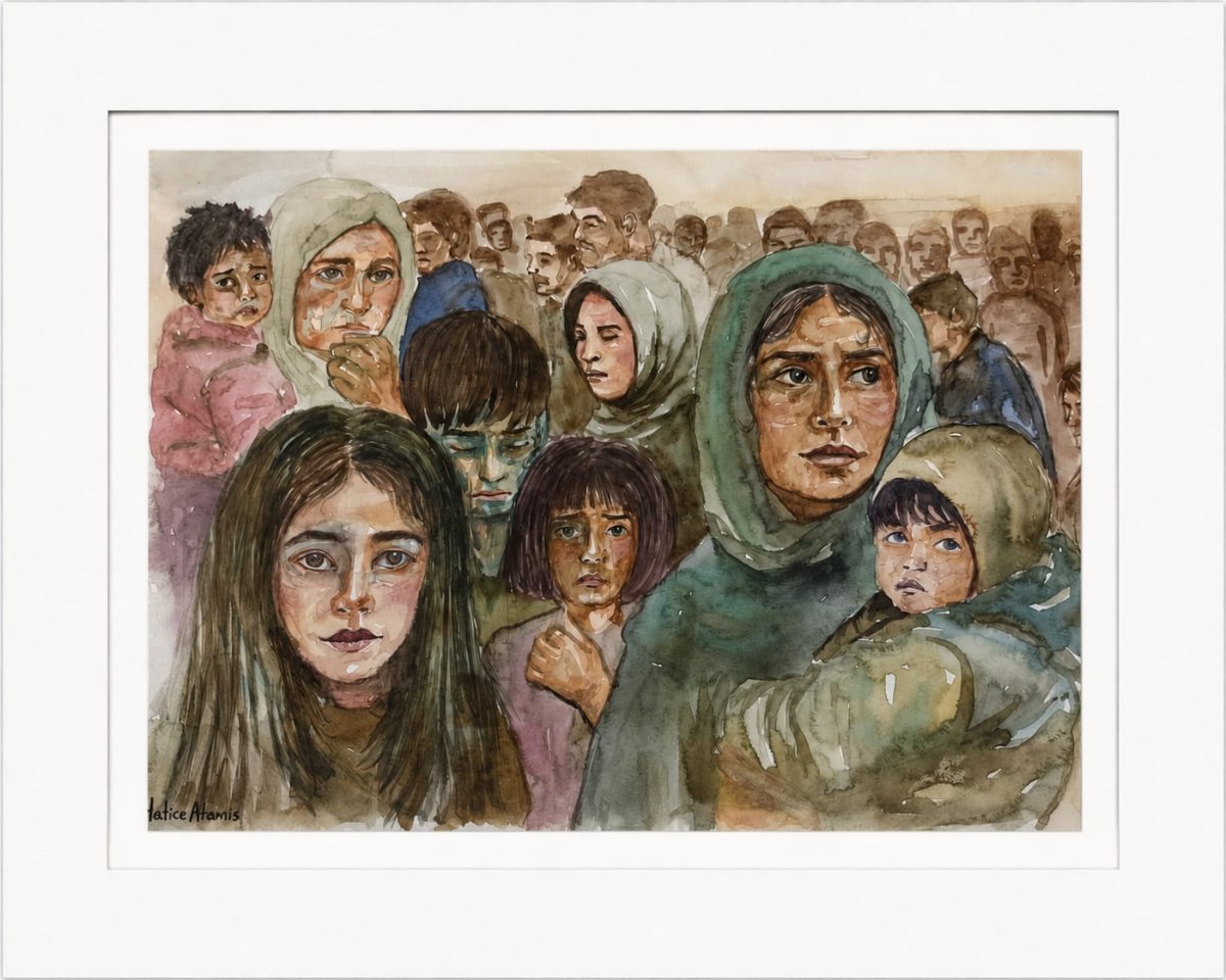 Akvarel na papíře, 15 × 25 cm – dílo od Hatice Atamış