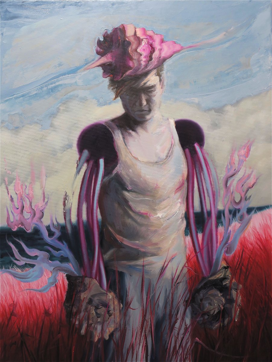 Cyber identity - Sea pulse, oil on canvas, 120x90cm, 2025 - artwork by Lyube Petrov