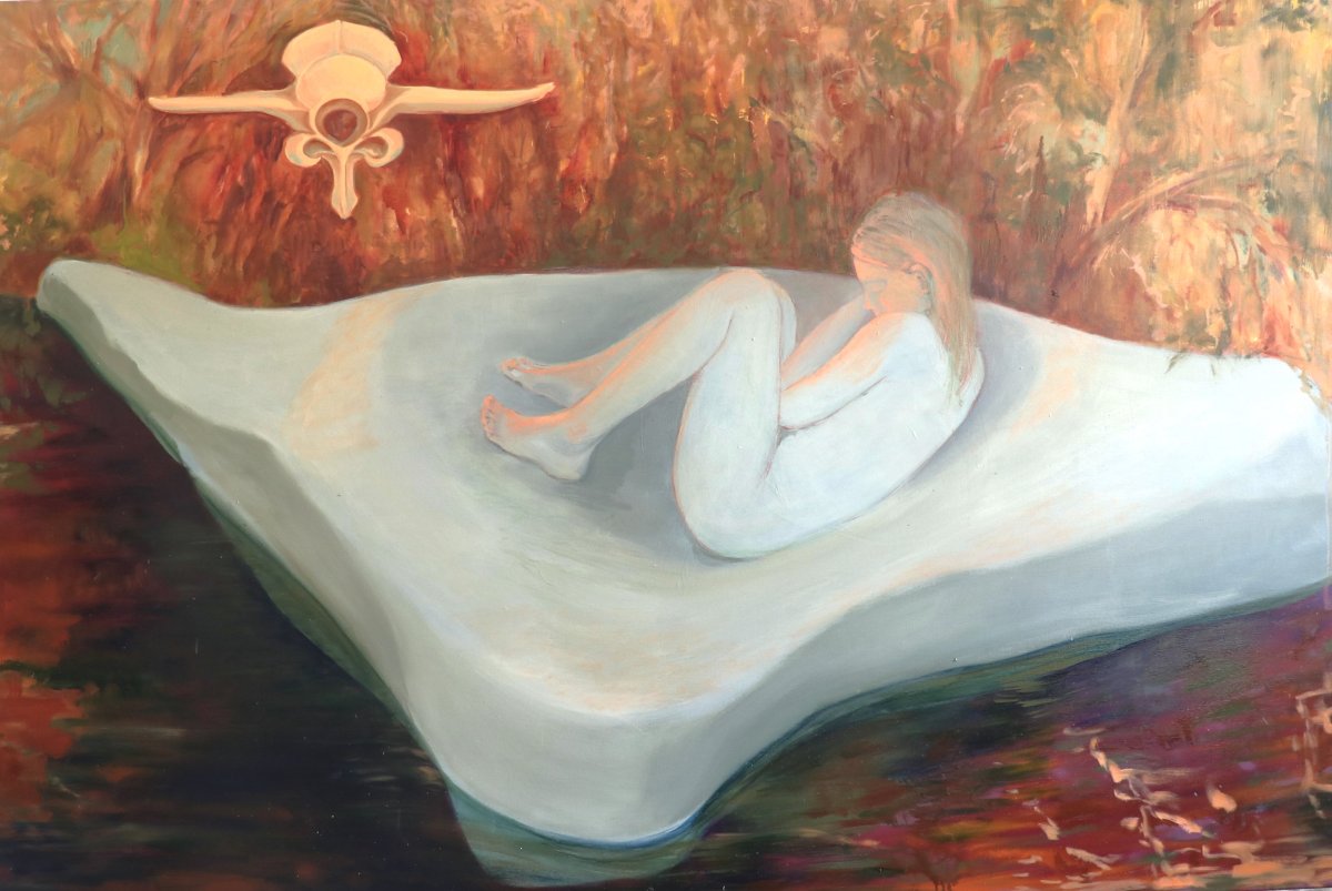 Searching for origins, oil on canvas, 120x180 cm, 2023 - artwork by Hana Krupa