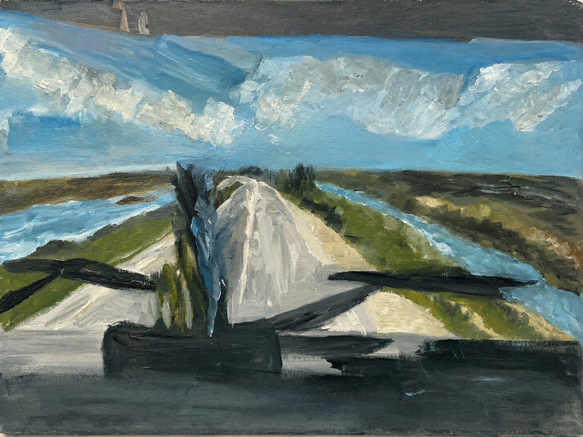 Verso Saint Marie De La Marie, olio su tela – artwork by Alice Mascheroni