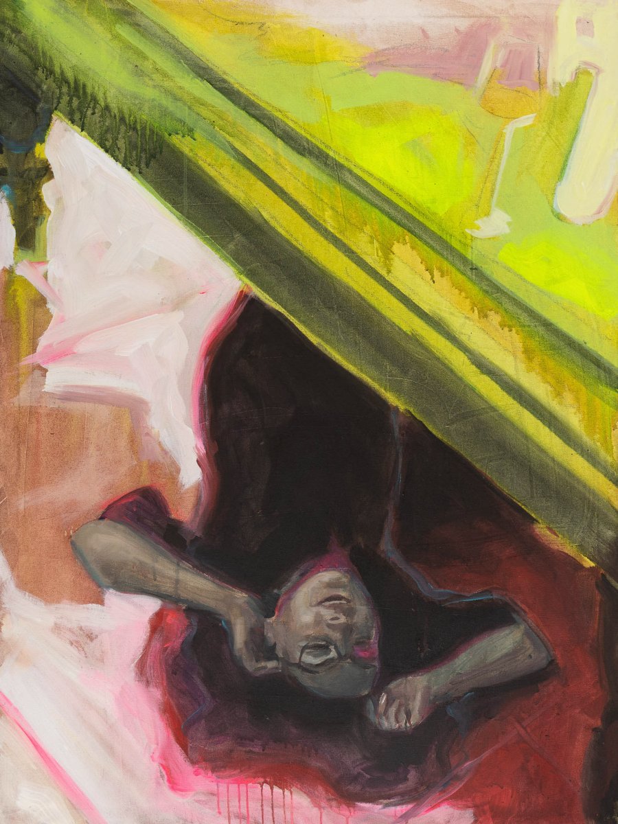 Smoking room III, acrylic on canvas, 120x90cm, 2025 - artwork by Matěj Komínek