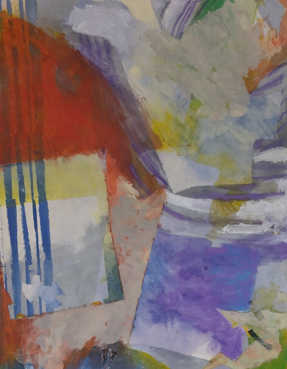 Vrstvy I, akryl, štěrk, pastel, 60 x 85 cm, 2024 - dílo od Markéta  Pohlová Vlčková