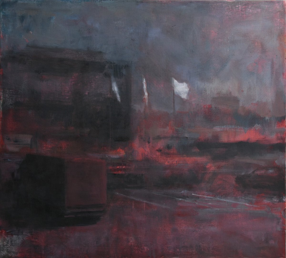 Bílé vlajky, akryl na plátně, 100×100 cm, 2025 - dílo od Karel Řepa