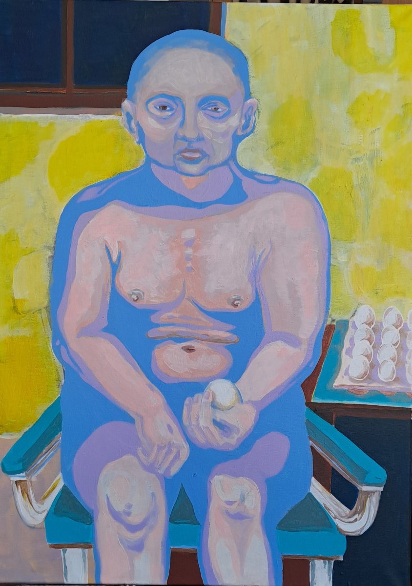 Mr. Egg, acrylic on canvas, 2026 - artwork by Kristýna Boháčová