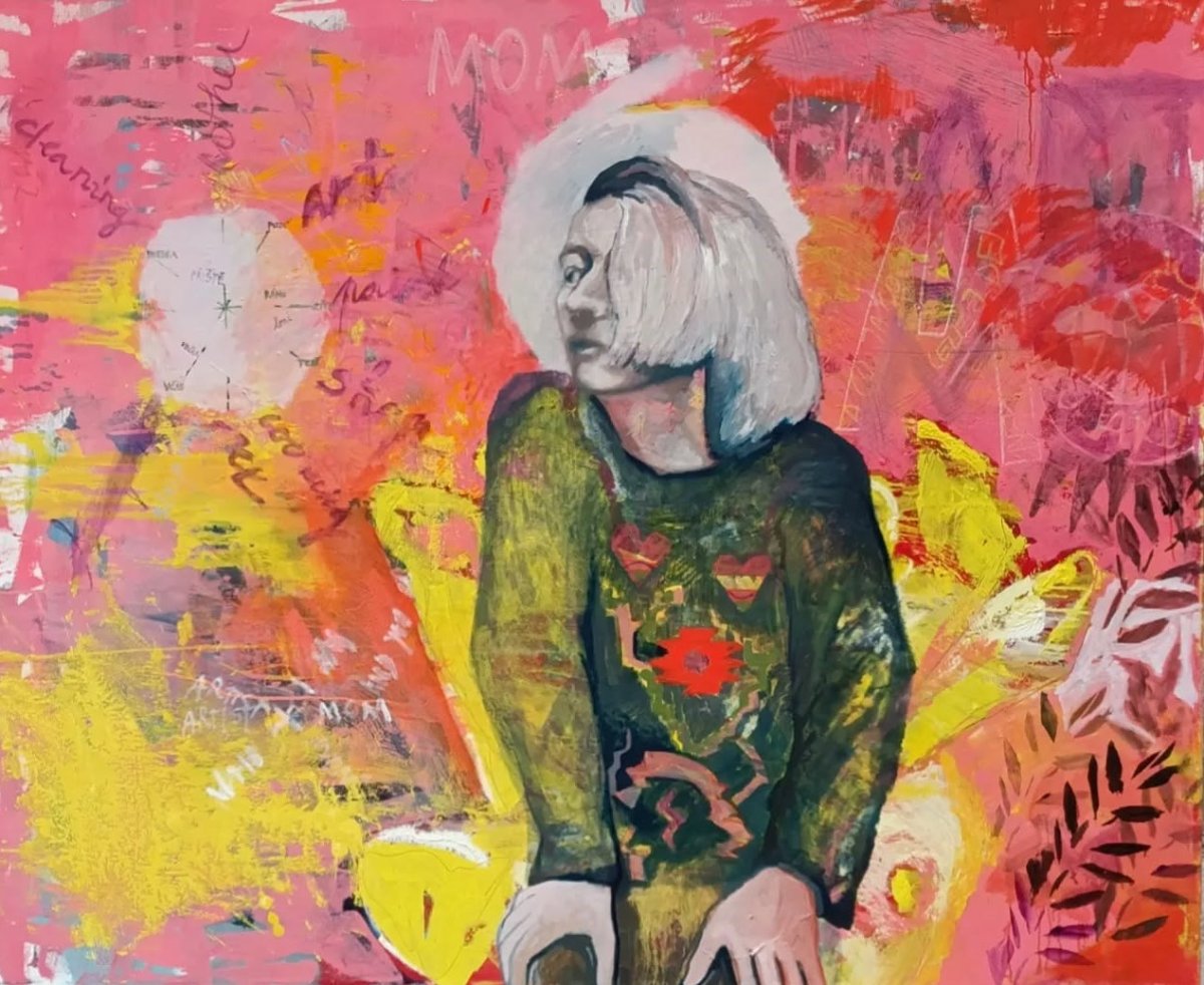 Self-Portrait, 170 x 140 cm, oil, 2025 - artwork by Libuše Dlabola Pražáková