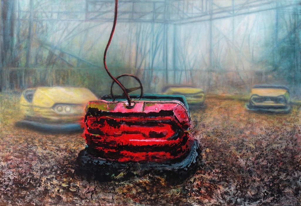 Atrakce III, olej a akryl na plátně, 120×175 cm, 2019 - dílo od Lukáš Havrda