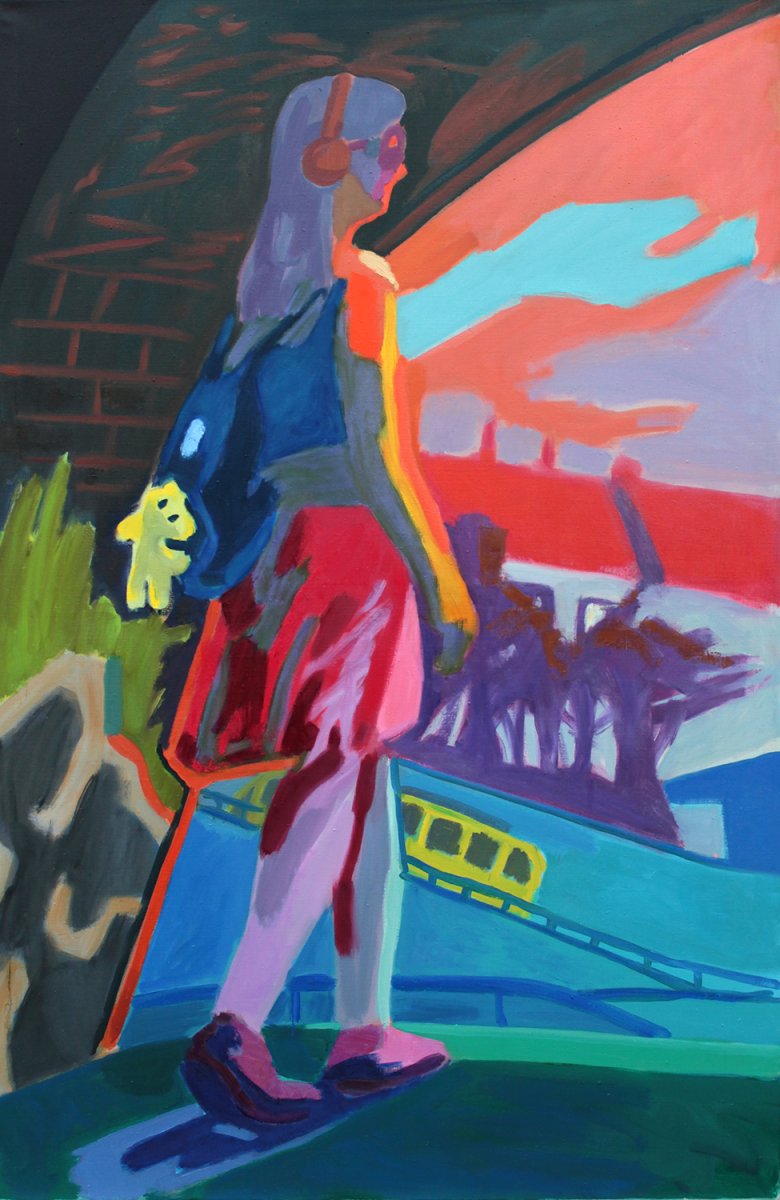 Bez názvu (z cyklu Jdoucí), olej na plátně, 200 × 130 cm, 2026 - artwork by Jaroslav Grodl