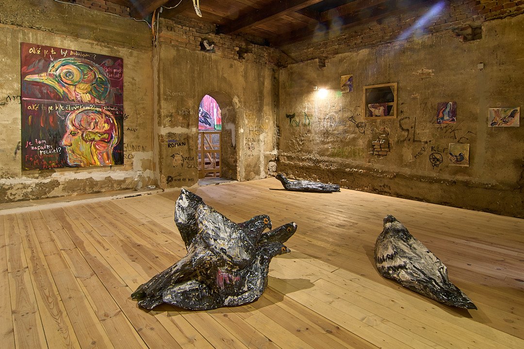 V holubníku bolo príliš tesno, exhibition view, Galéria Jána Koniarka v Trnave, Synagóga - dílo od Oksana Sadovenko