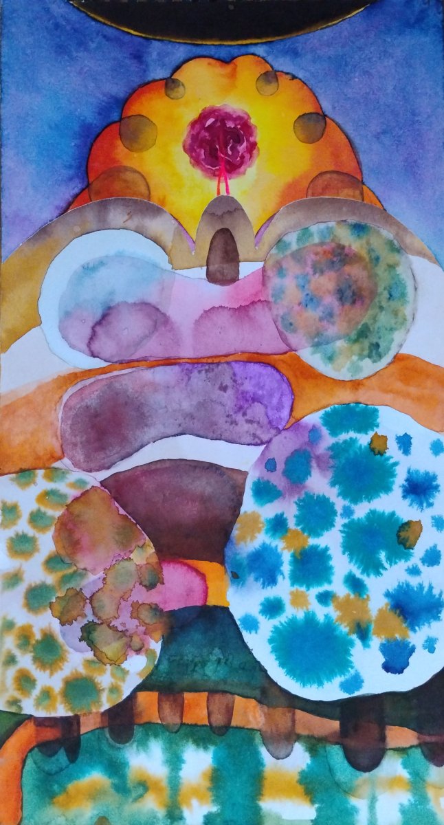 Rozárium, akvarel na papíře, 38,5 × 21 cm - praca Helena Blaško