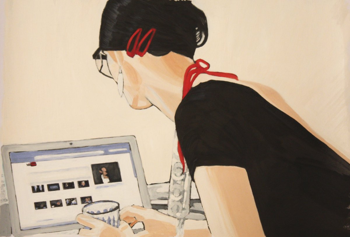 Hajni Searches, 2009 | Oil on cardboard, 42 x 30 cm - artwork by Andy Wallenta