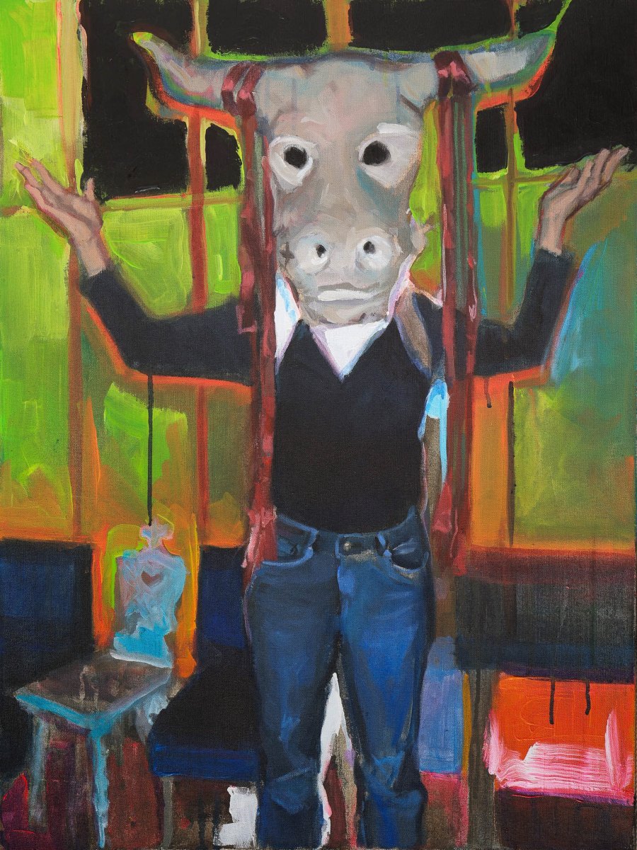 Mask V, acrylic on canvas, 80x60cm, 2025 - artwork by Matěj Komínek