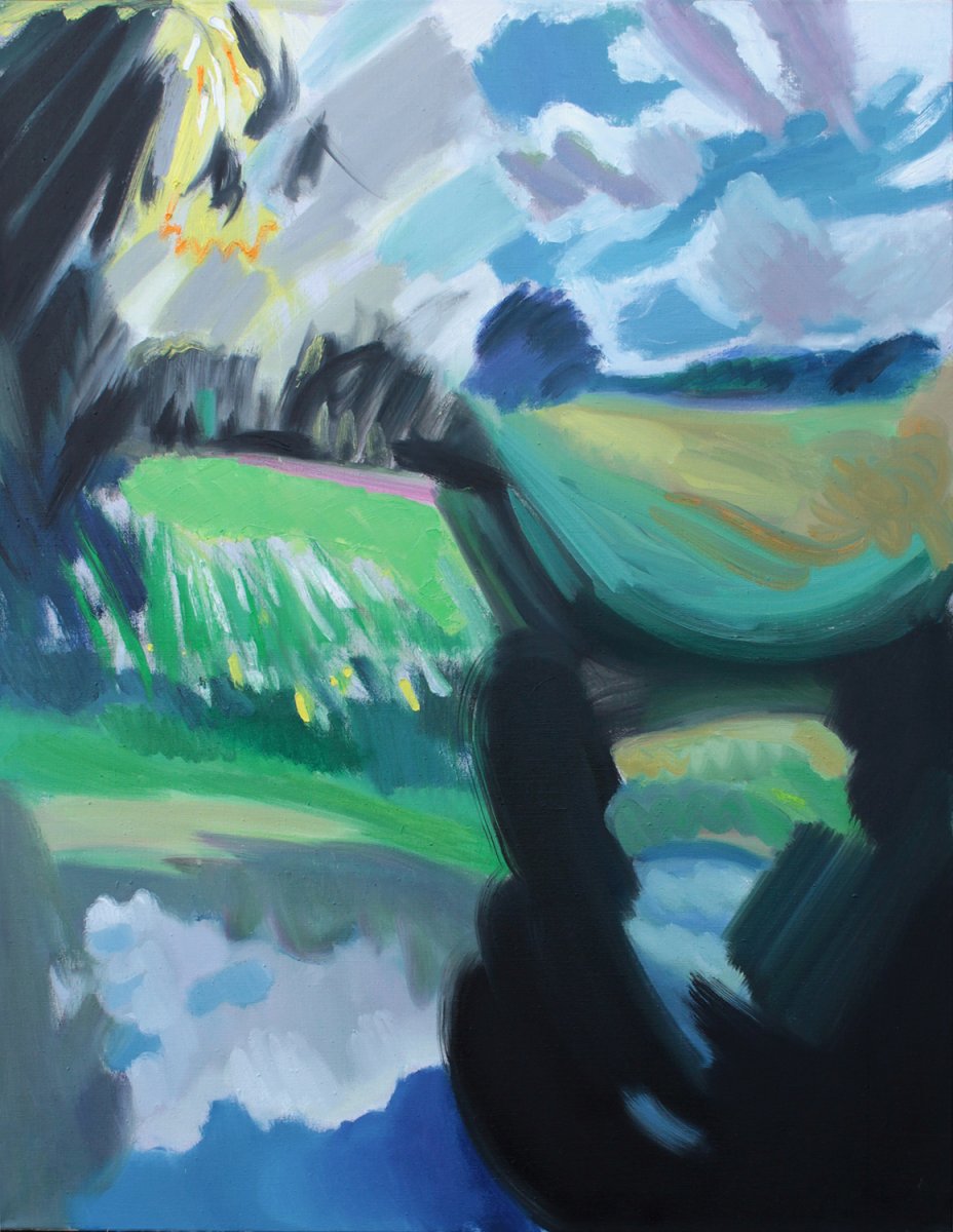 Louka, 2026, olej na plátně, 130×100 cm - artwork by Jaroslav Grodl