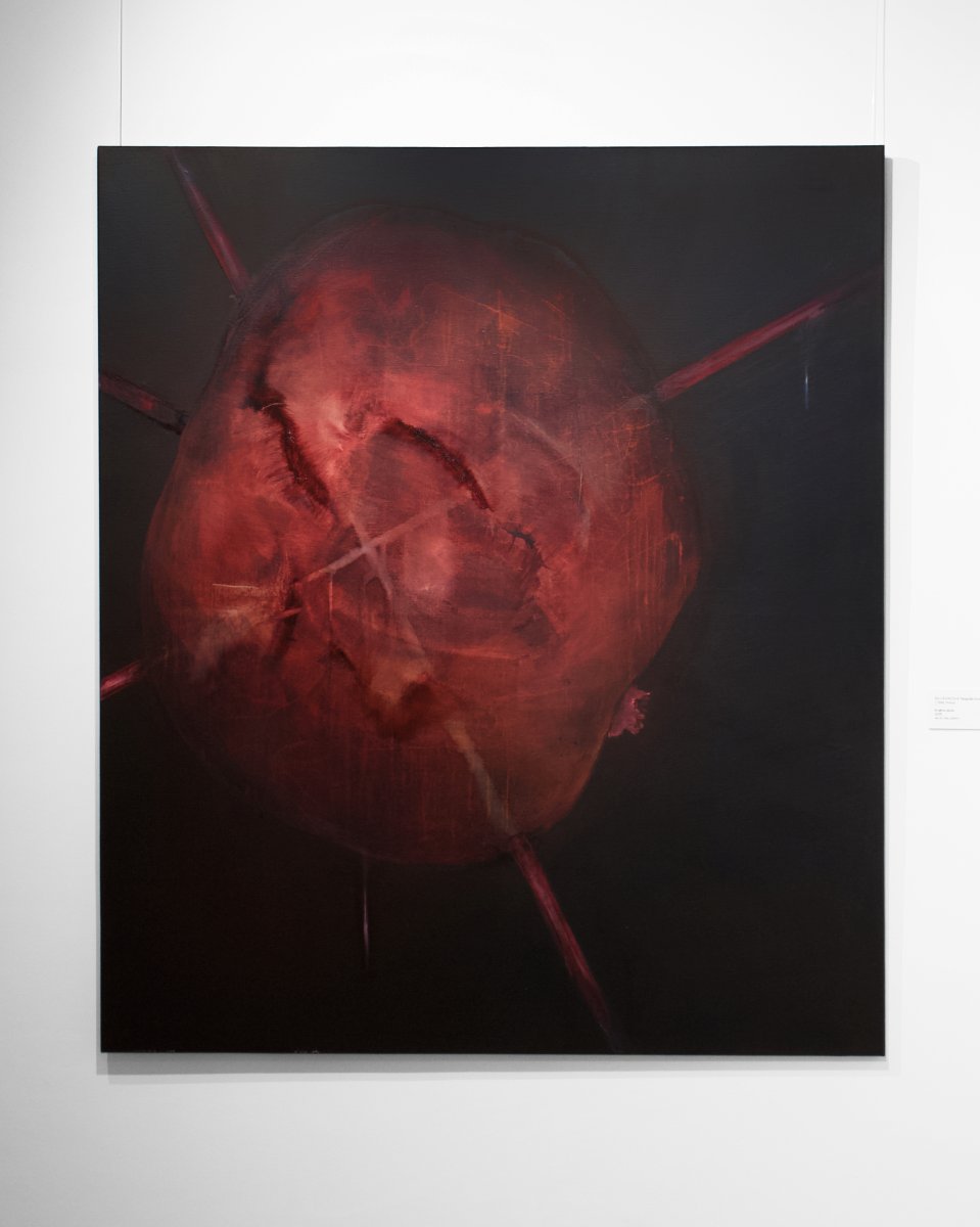 Landscape of a Fruit, 2025, acrylic and oil on canvas, 150x140 cm - artwork by Kristýna Nejedlá Bujárková