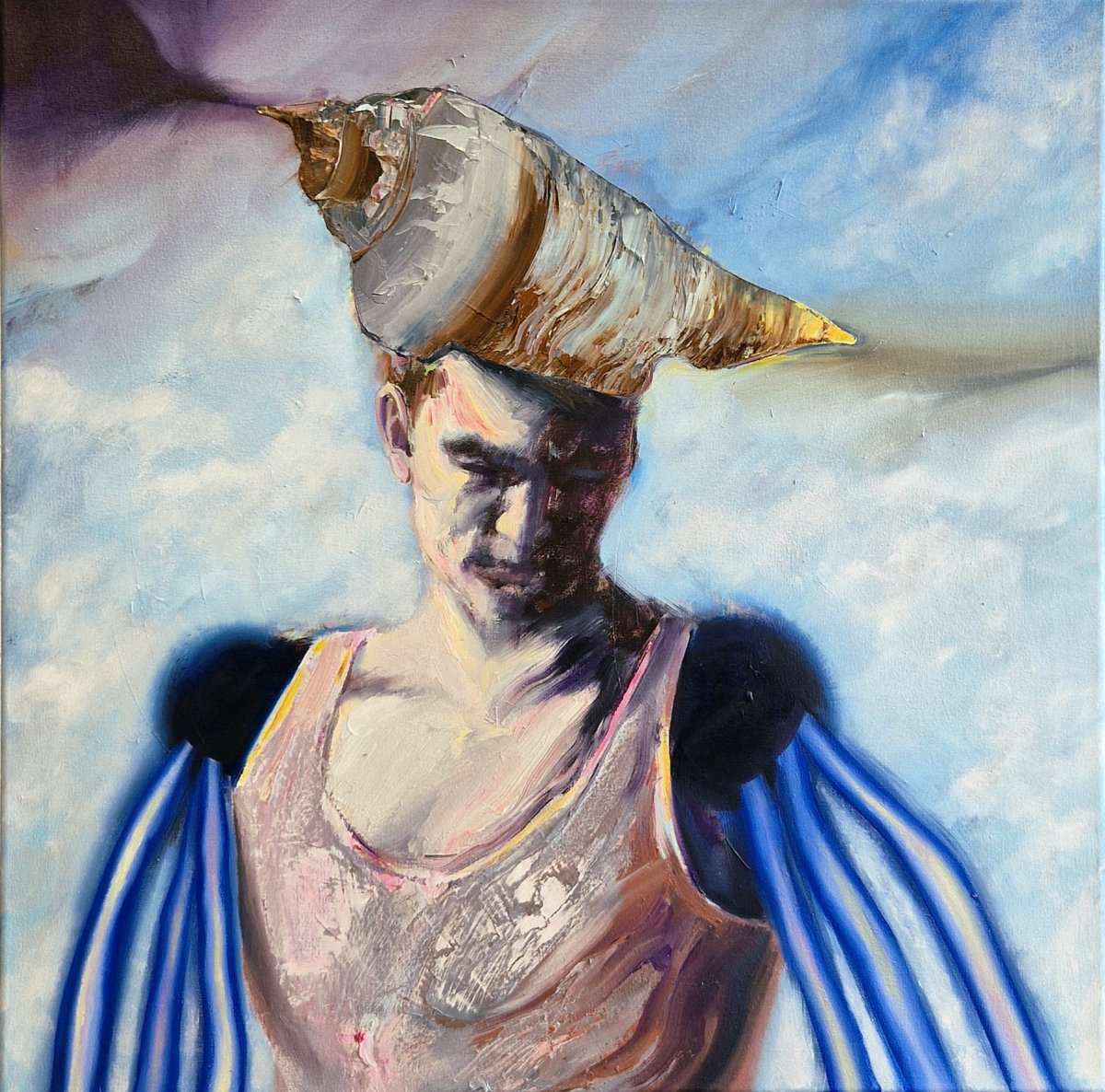 Sea pulse - cyber identity, oil on canvas, 90x90cm, 2025 - artwork by Lyube Petrov