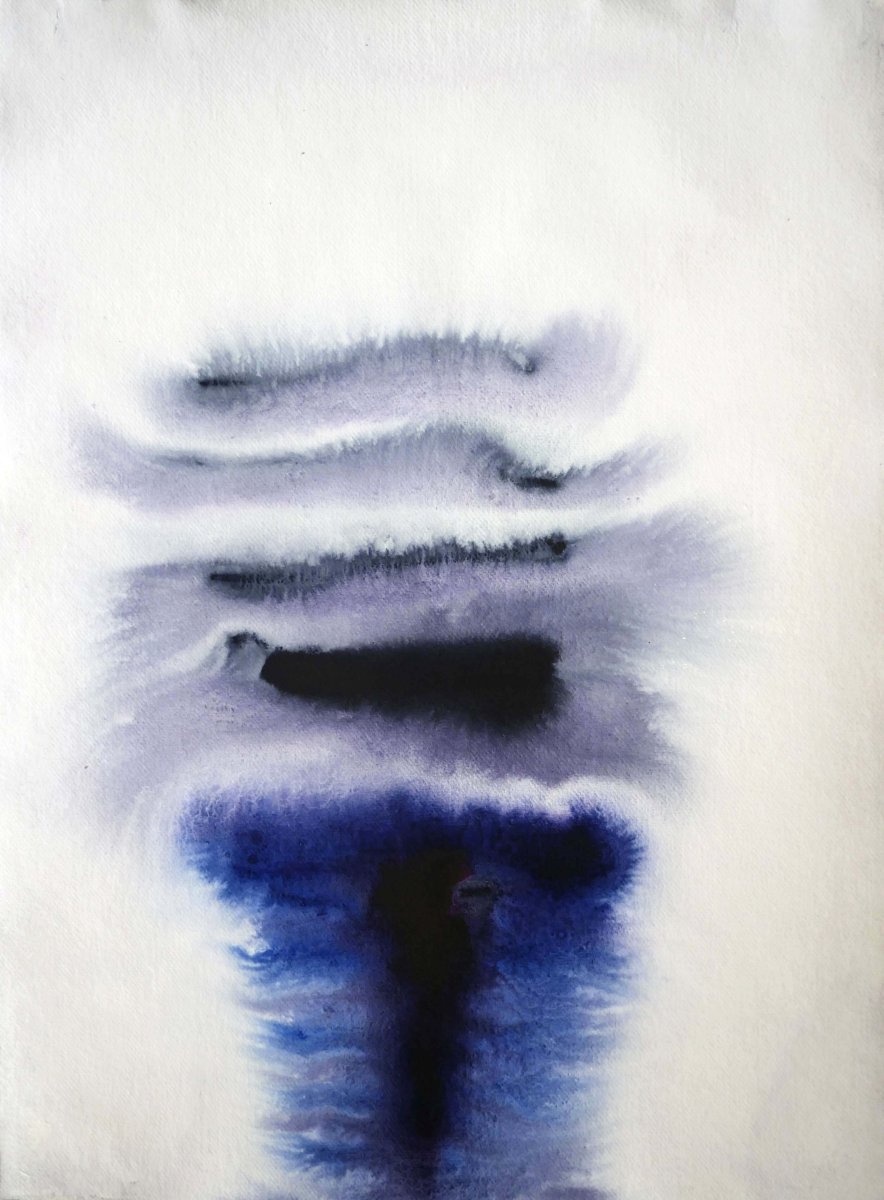 Kořeny, 70 x 50 cm, akvarel  na ručním papíře, 2025 - artwork by Pavla Gajdošíková