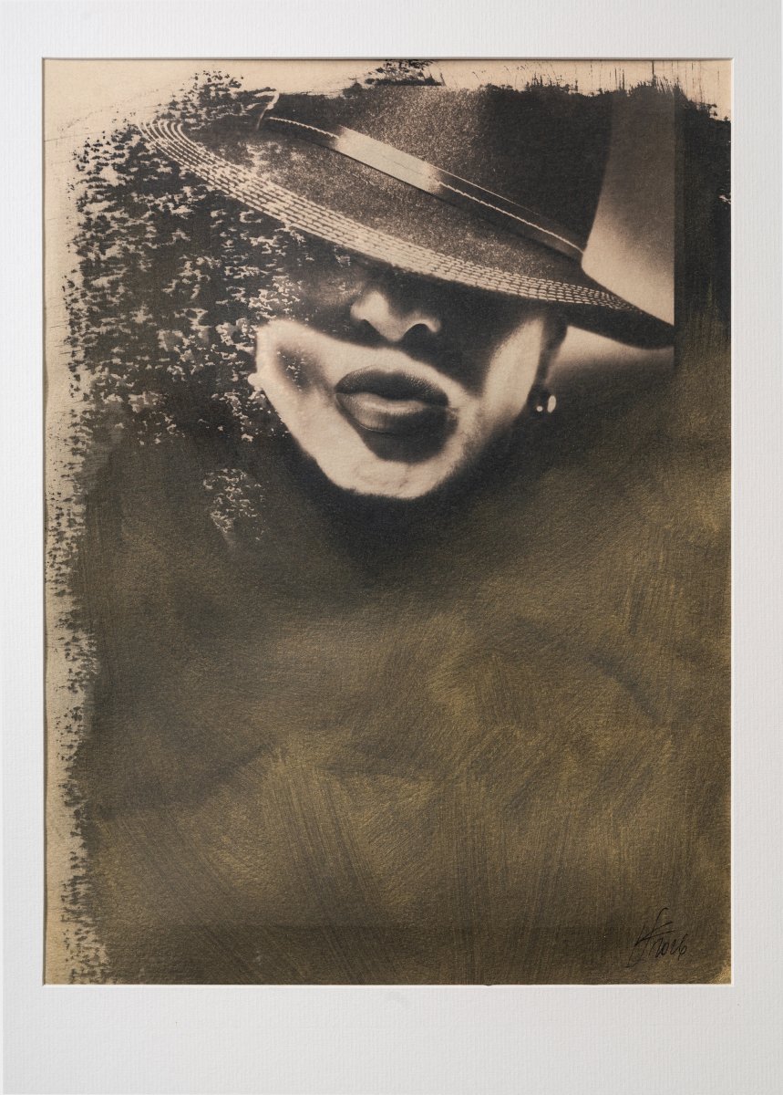 Dagmar Pecková / toned cyanotype + pastel - artwork by Klára Stojaníková