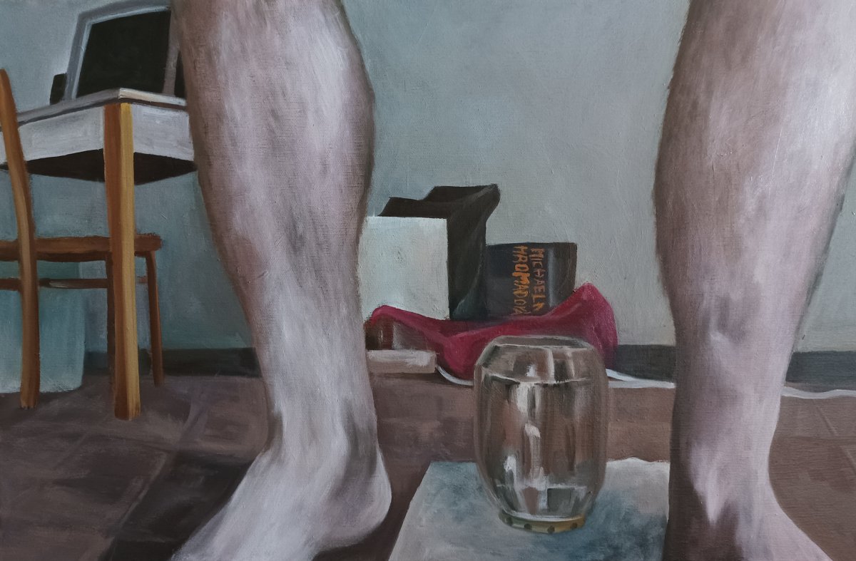 ONE MAN ONE JAR, olej na plátně, 2023 - artwork by Michaela Hromadová