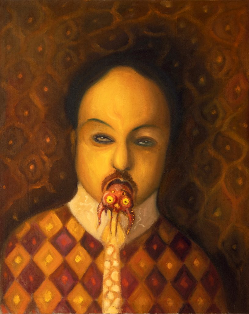 Dávení, olej na plátně, 100×80 cm, 2023 - dílo od Jaroslav Valečka