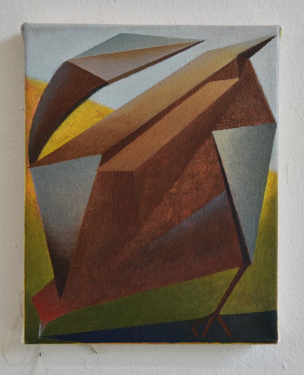 The chicken, oil on canvas, 20x25 cm - artwork by Adéla Valchařová