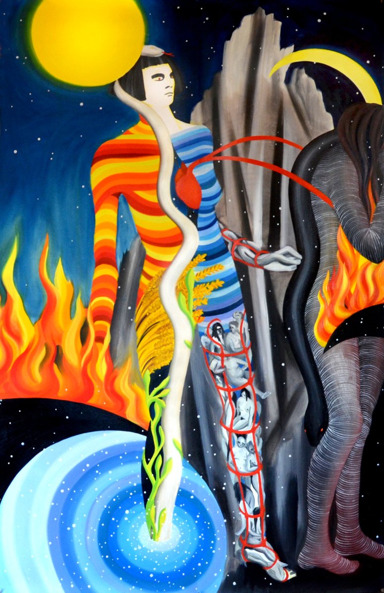 Beat of darkness, 153 x 99, oil on canvas, 2023 - artwork by Lenka Jirková Táborská