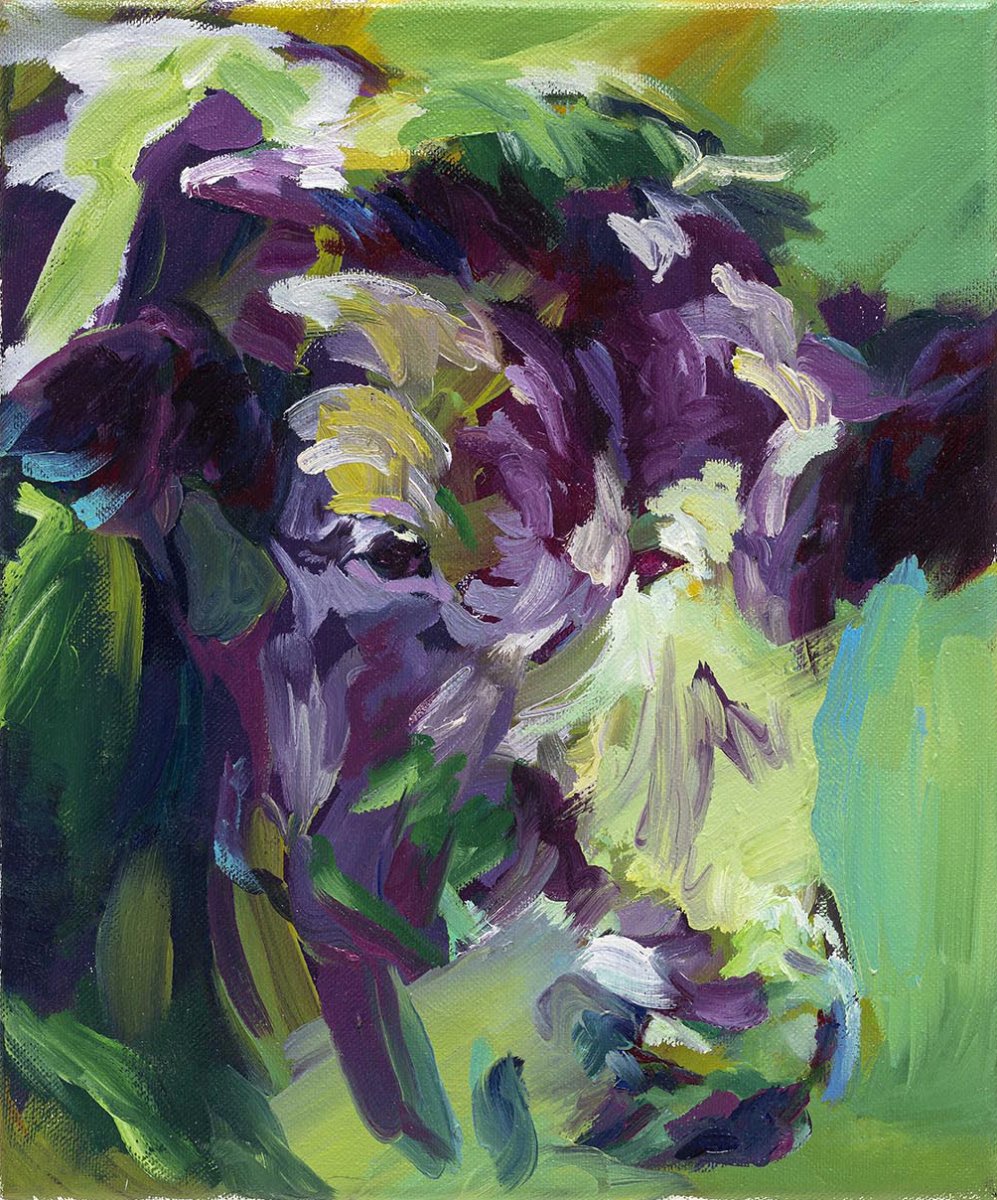 Cow, oil on canvas - artwork by Barbora Chlastáková