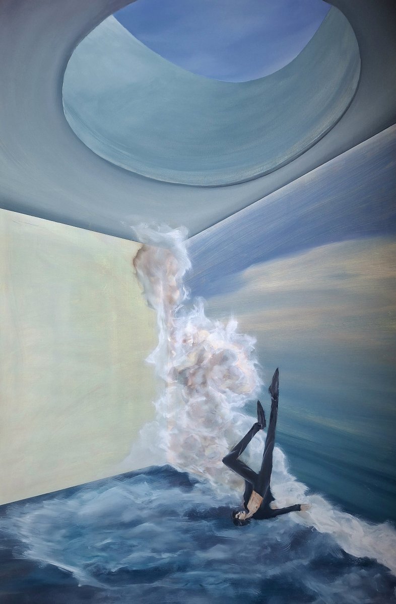 Skygazing (“Menatap Langit”), cat minyak di atas kanvas, 150 × 100 cm, 2025 - karya Melanie Bäreis