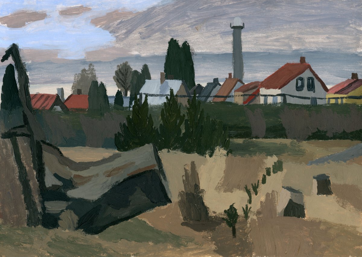 Vyvrácený pařez, tempera na papíře, 21 x 29,7 cm, 2023 - artwork by Jakub Dvořák