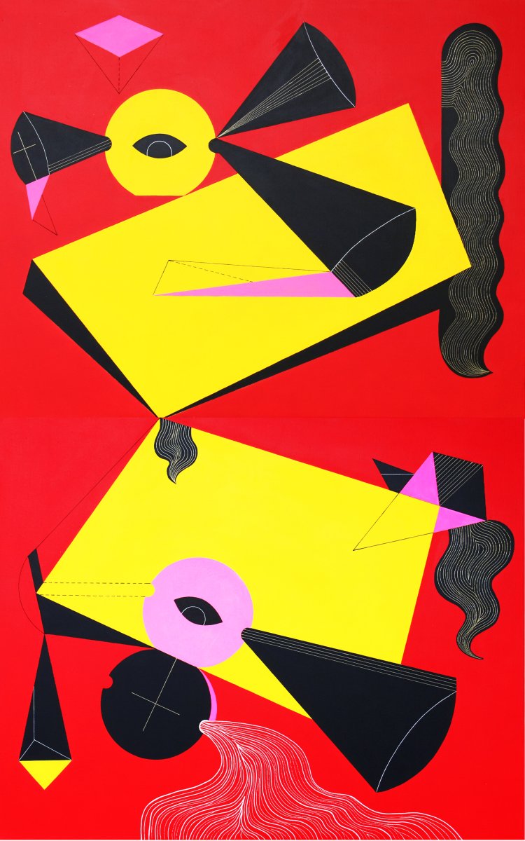 Floating Platform for Golden Age, acrylic on canvas, 160 × 100 cm, 2023 - artwork by Katarina Balunova
